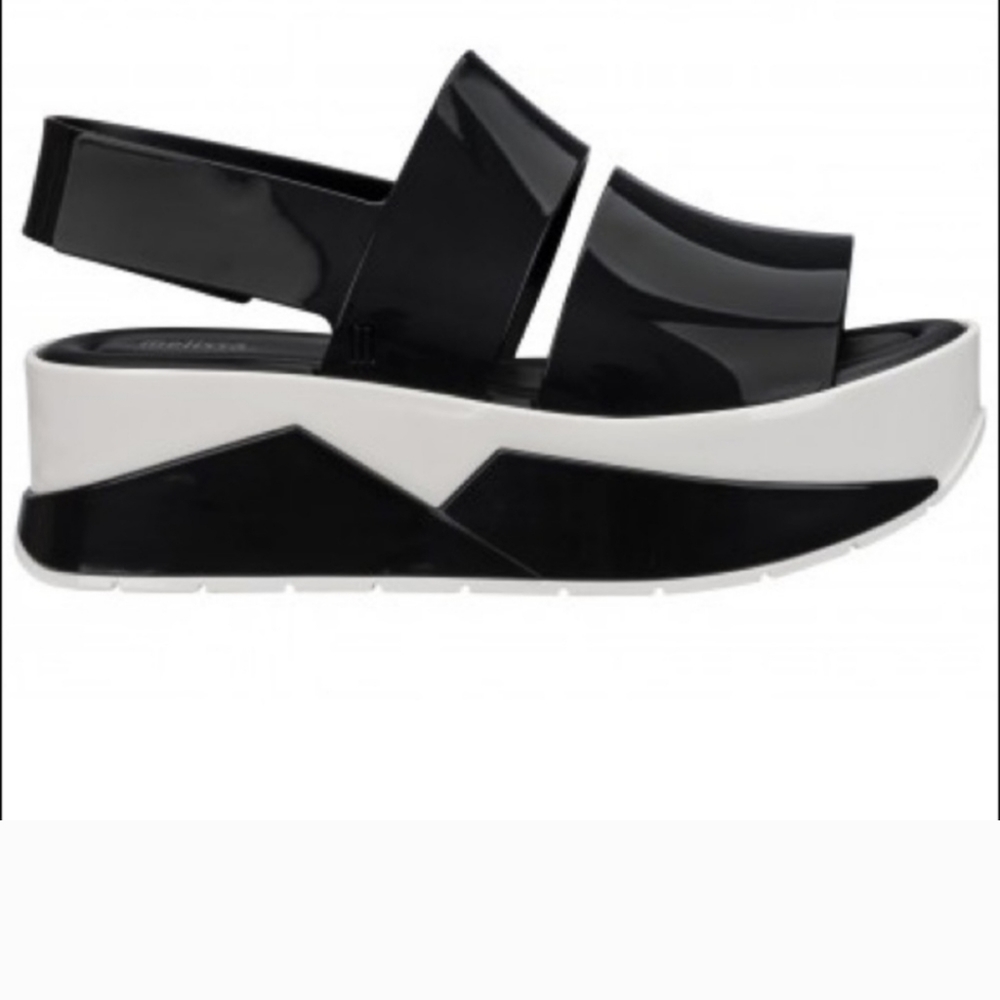 MELISSA Jellies black and white SPORTECH sold out platform WEDGES US size 7